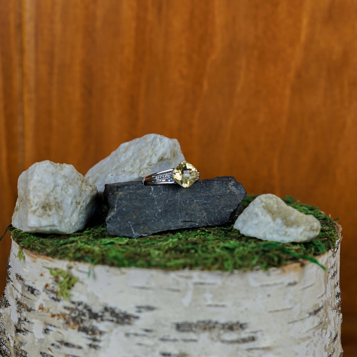 2.64ct Genuine Citrine and White Topaz Ring