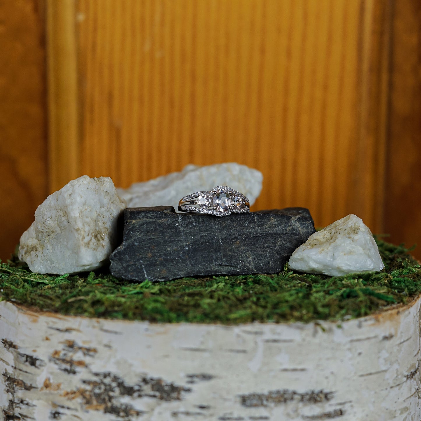 Natural Morganite and White Topaz Ring