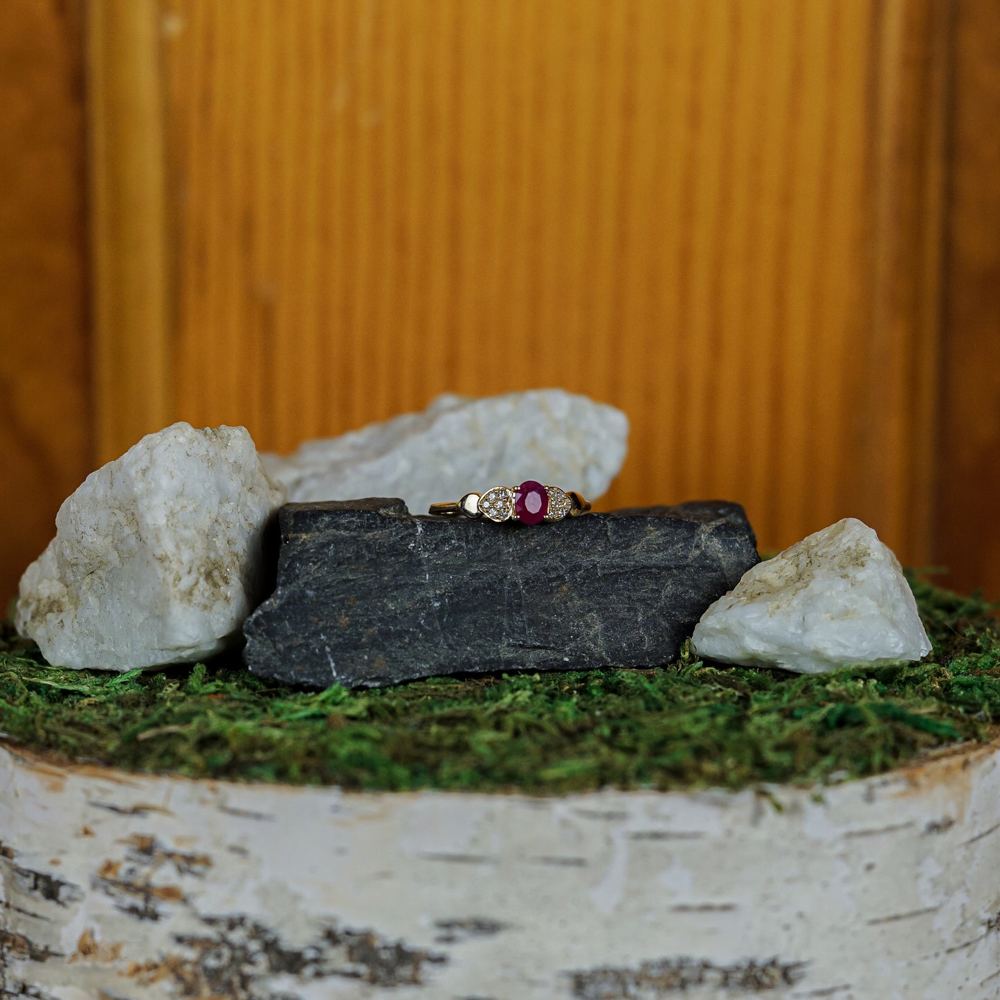 Natural Ruby and White Diamond 14K Ring