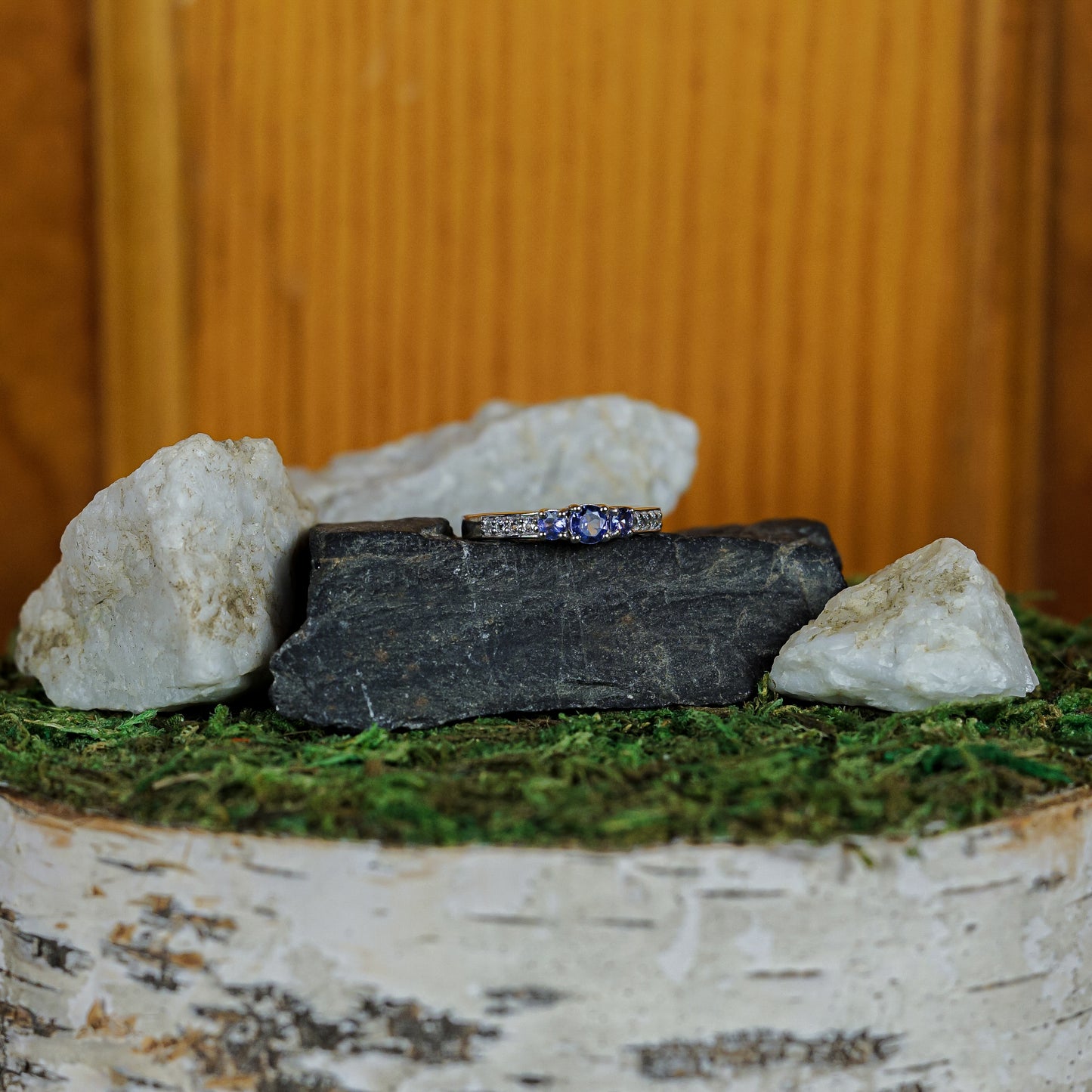 Natural Tanzanite and White Topaz Ring