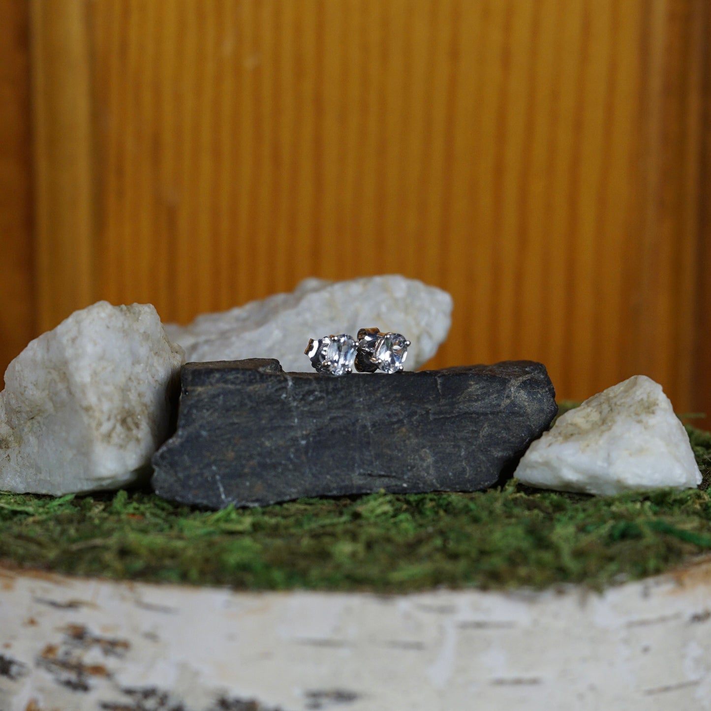 1.10ct Genuine White Topaz Studs