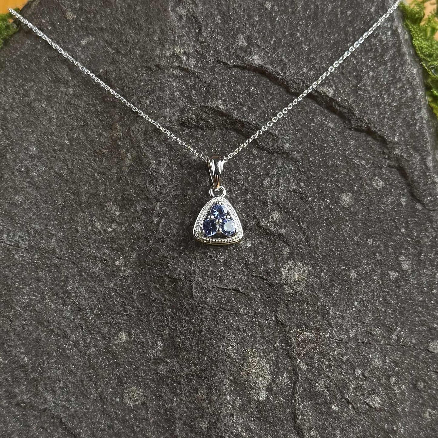 Triple Tanzanite Pendant With Chain