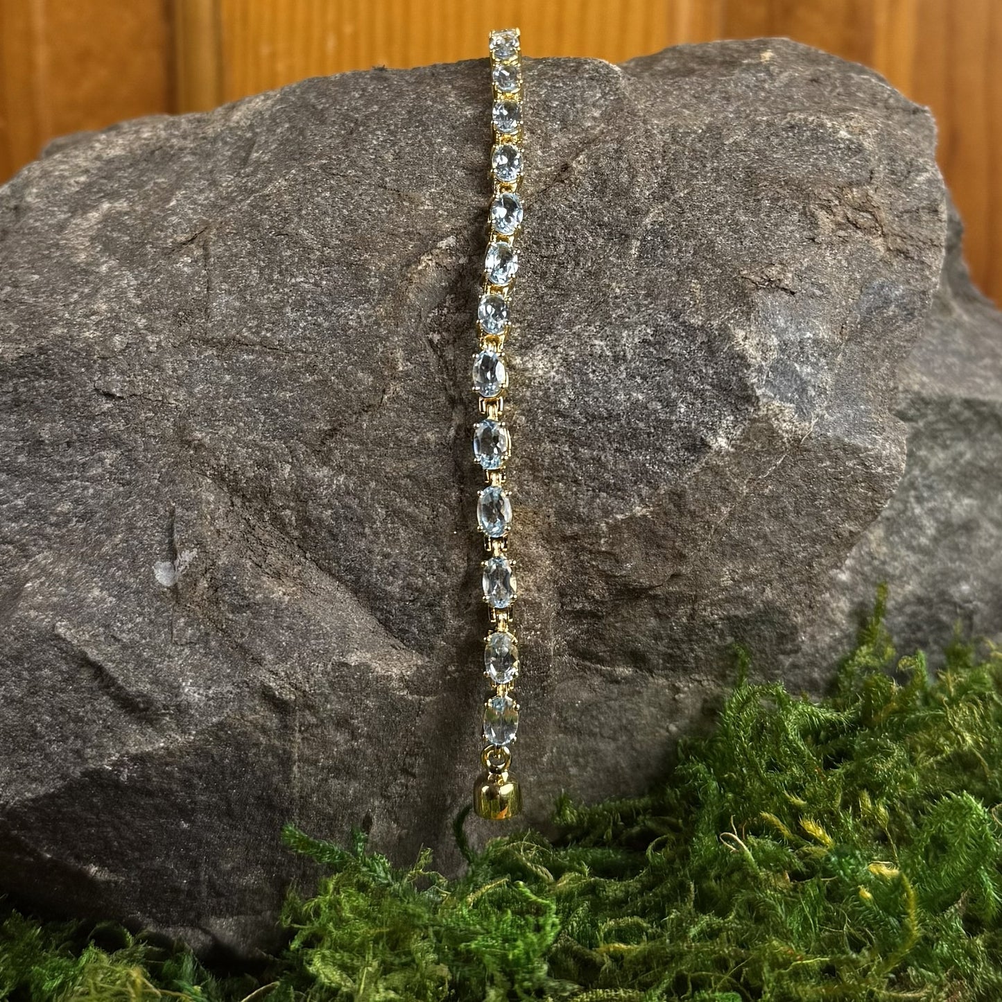 Natural Blue Topaz Bracelet with Magnetic Closure
