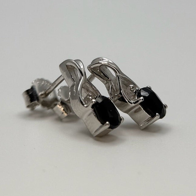 Black Sapphire and White Diamonds Earrings
