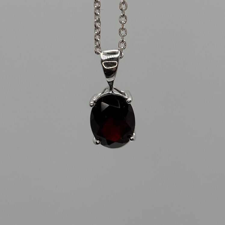 Garnet Pendant with Chain