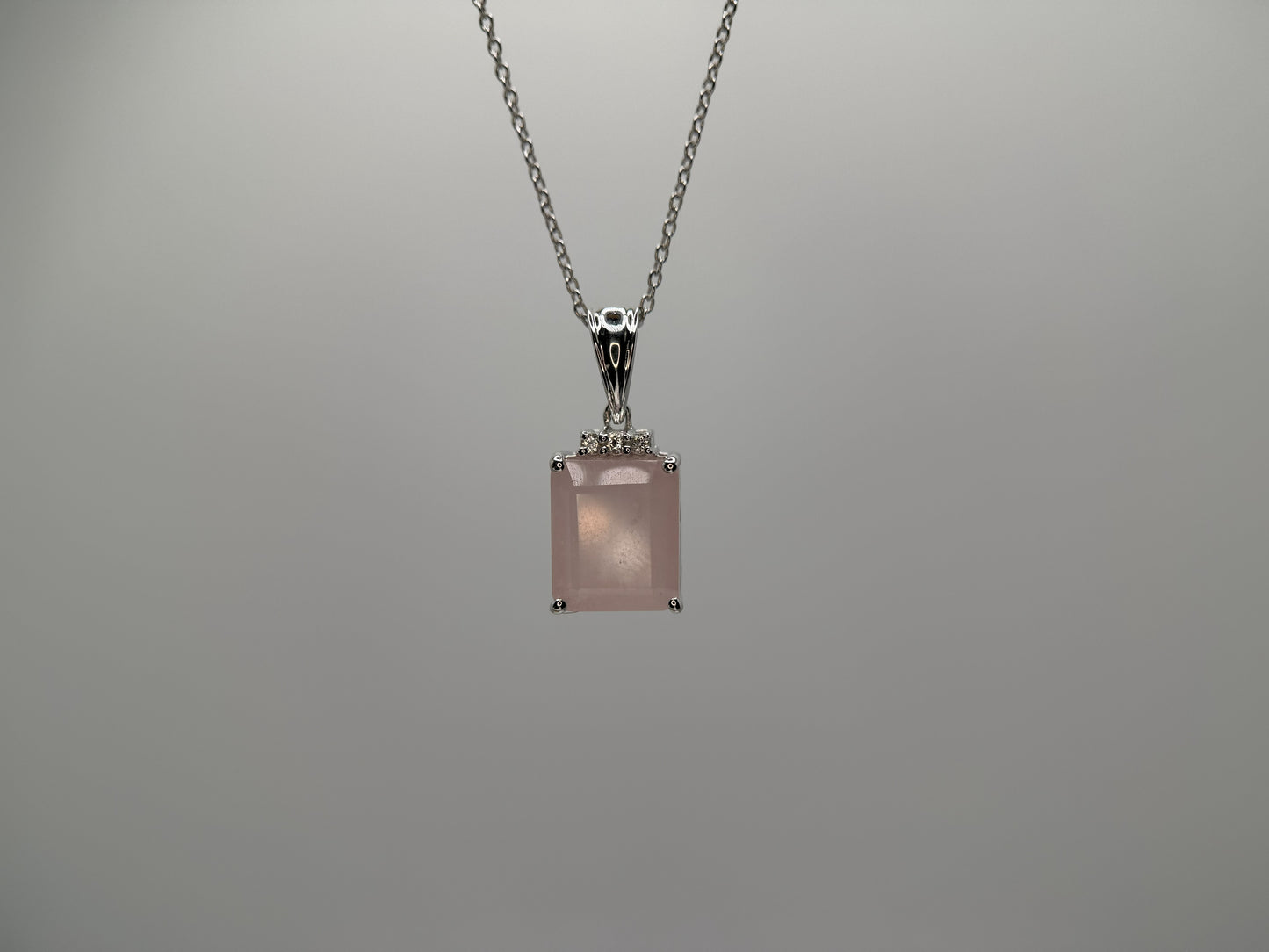 Rose Quartz and White Topaz Pendant with Chain