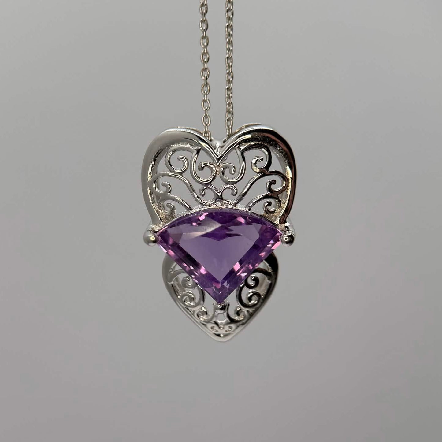 Stone Amethyst Pendant with Chain