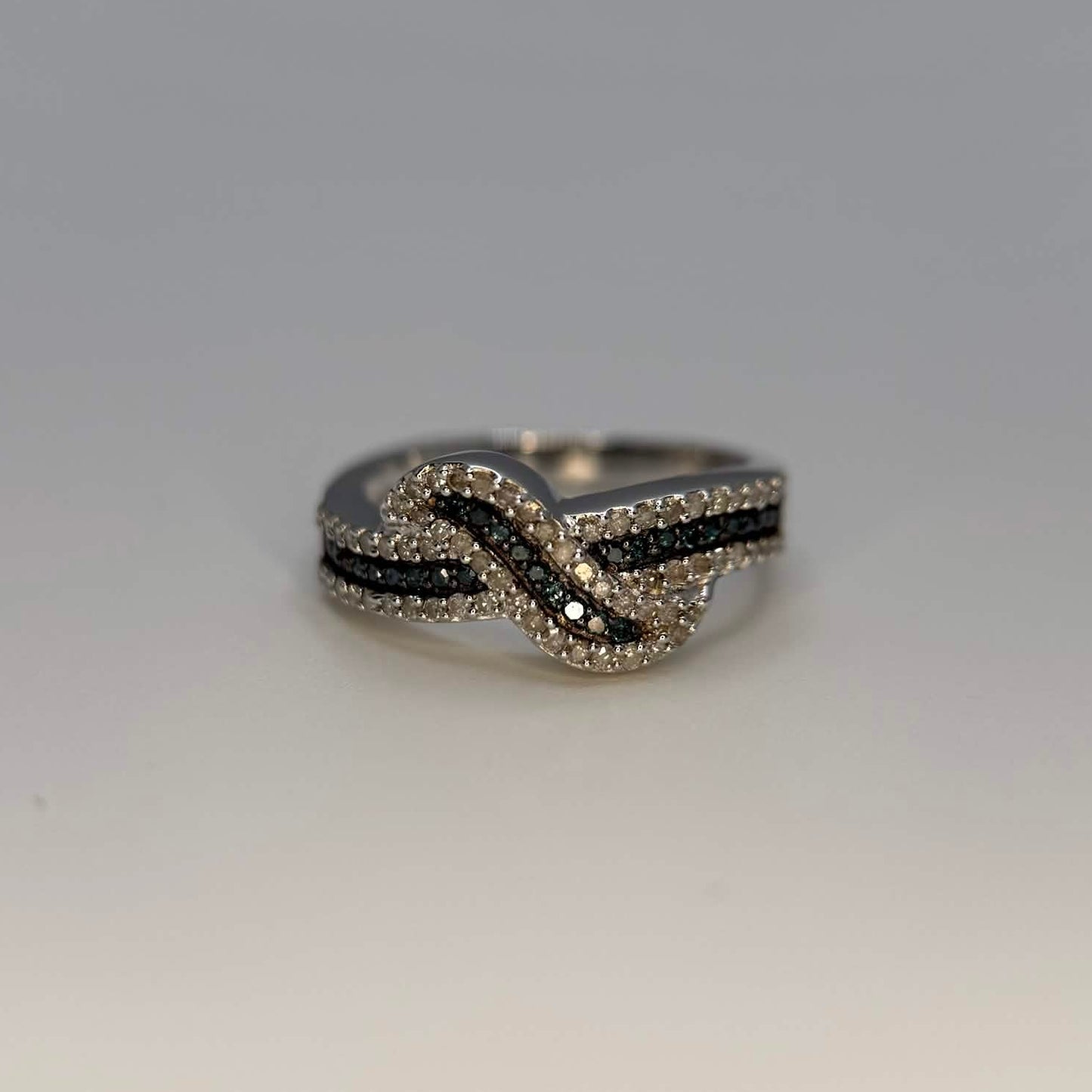 Blue and White Diamond Ring