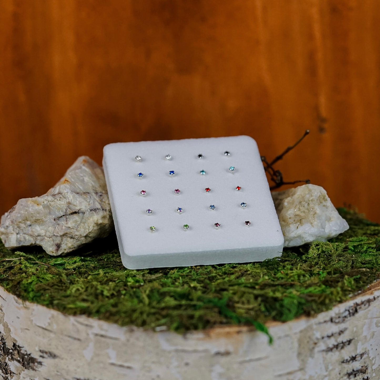 20pc Colored Crystal Nose Studs