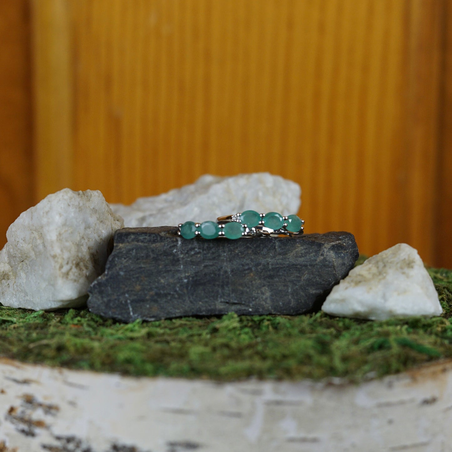 Natural Emerald and White Diamond Earrings