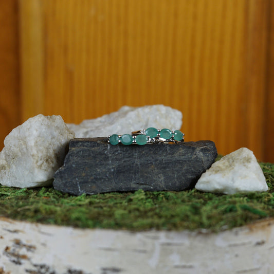 Natural Emerald and White Diamond Earrings