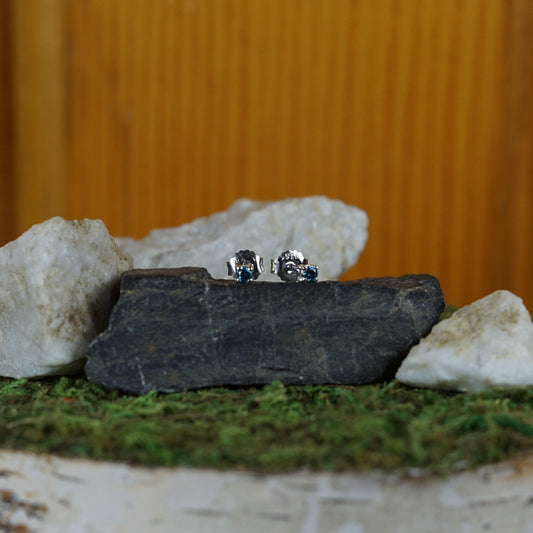 Natural Blue Diamond Stud Earrings