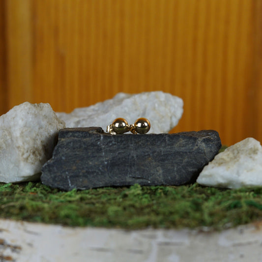 14K Yellow Gold Ball Earrings