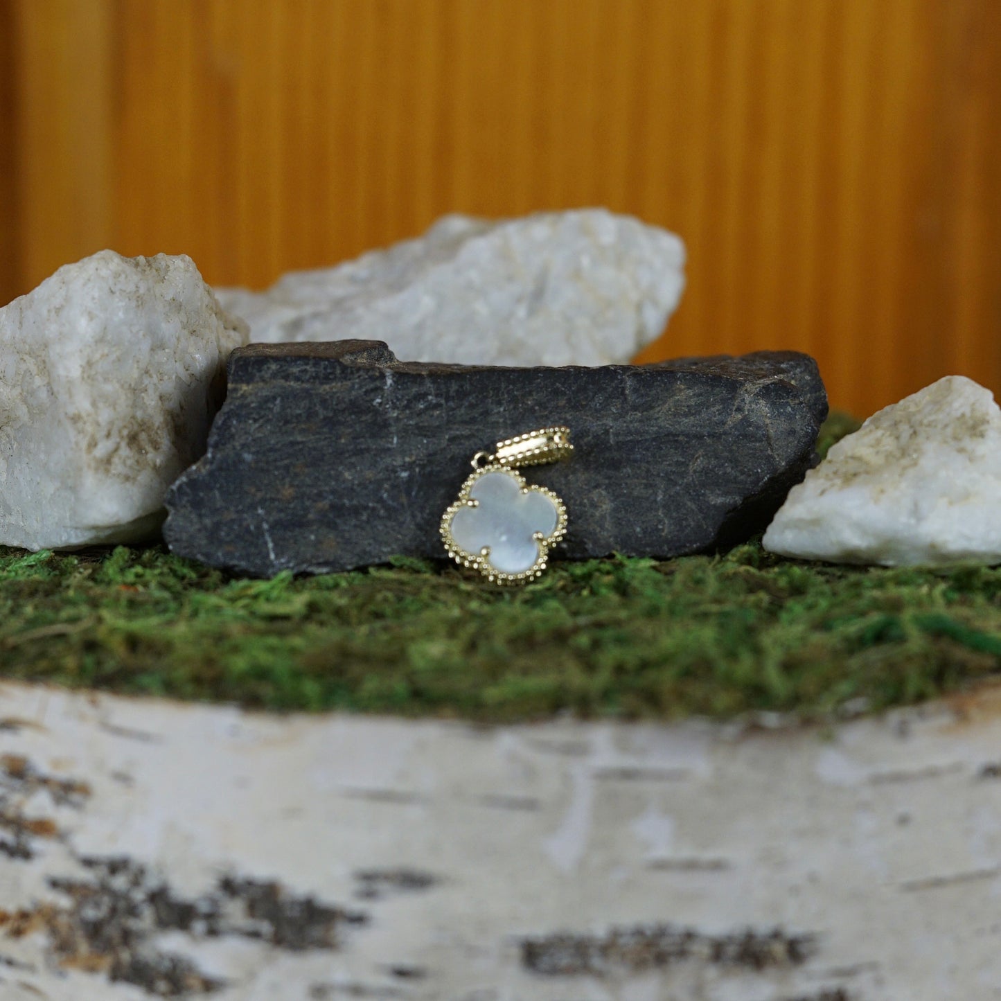 10K Pearl Opal Clover Pendant