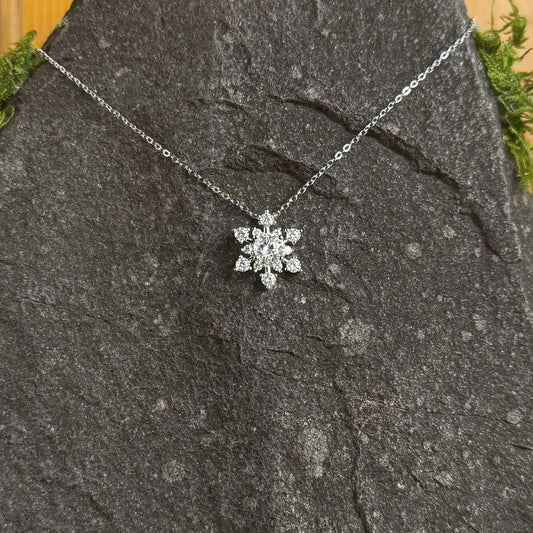 Moissanite Snowflake Pendant with Chain