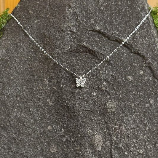 Moissanite Butterfly Pendant with Chain