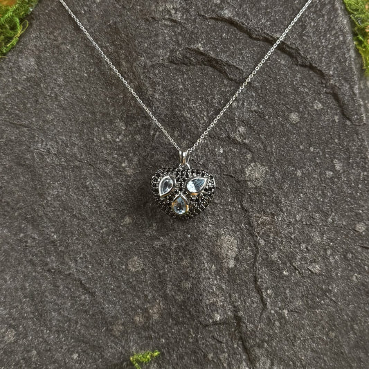 Black Topaz and Black Spinel Pendant with Chain