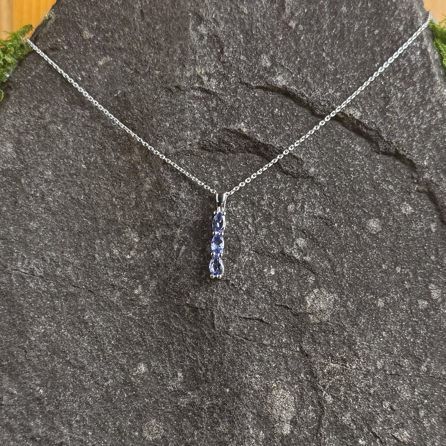 Natural Tanzanite Pendant with Chain