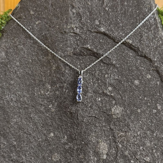 Natural Tanzanite Pendant with Chain