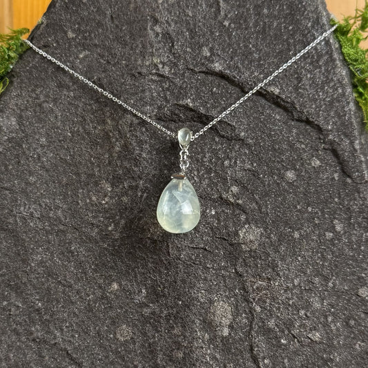Natural Prehnite Pendant with Chain