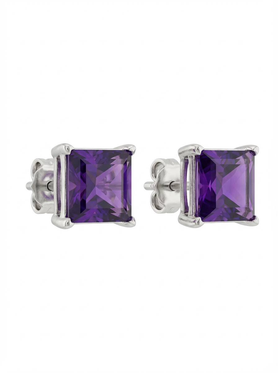 Natural Amethyst Stud Earrings