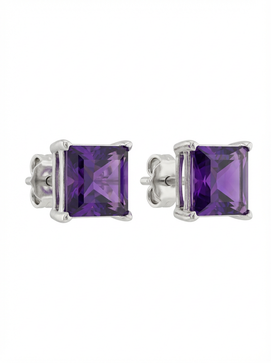 Natural Amethyst Stud Earrings