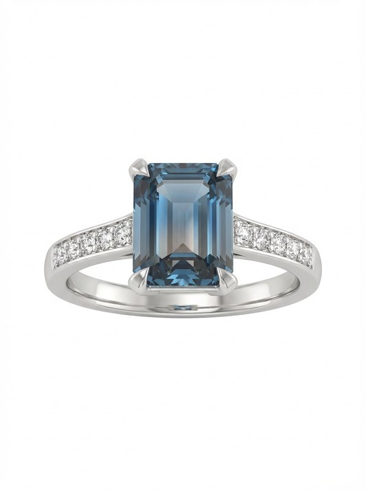 1.69ct London Blue Topaz and Lab Diamonds