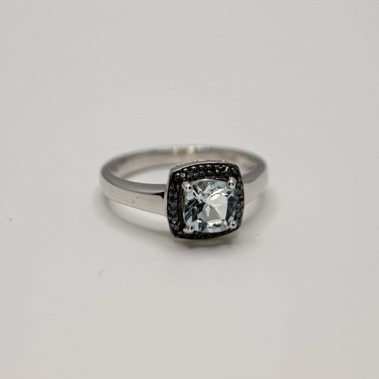 Aquamarine and Blue Diamond Ring