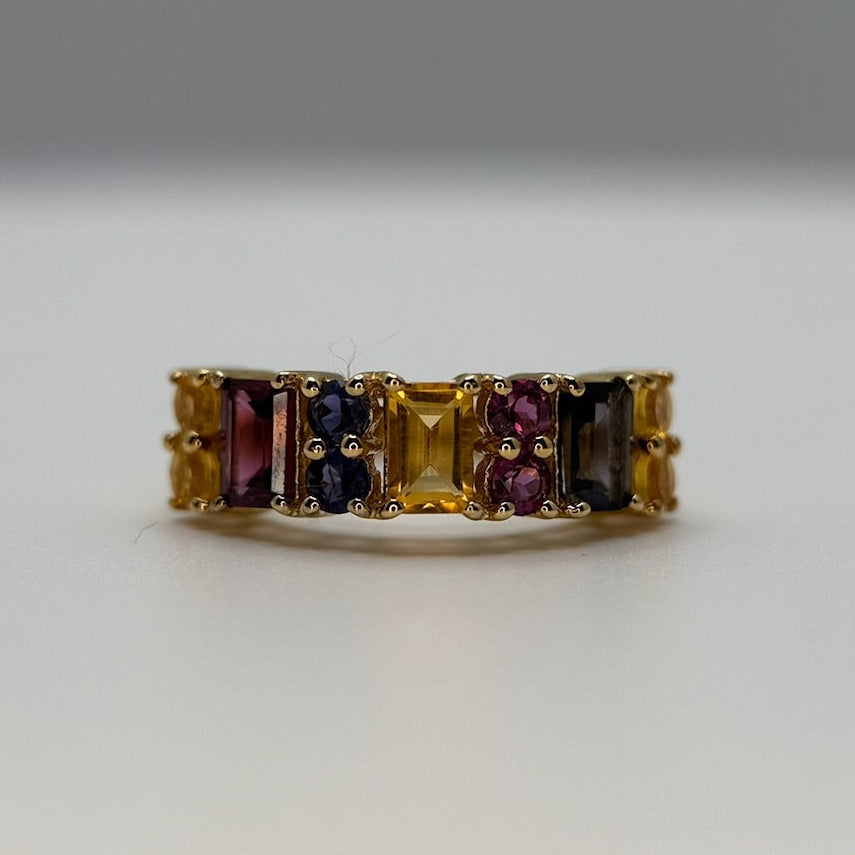 Iolite, Citrine, and Rhodolite Ring