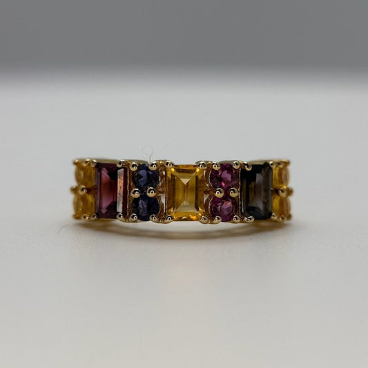 Iolite, Citrine, and Rhodolite Ring