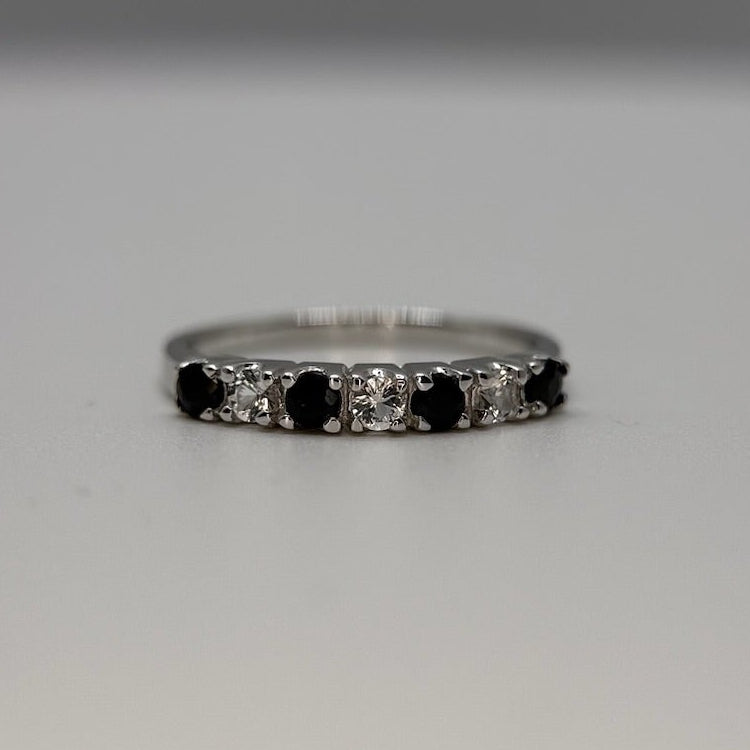 Black Sapphire and White Topaz Stackable Ring