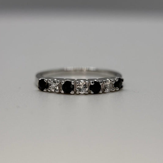 Black Sapphire and White Topaz Stackable Ring