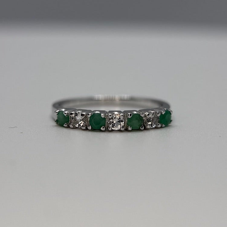Emerald and White Topaz Stackable Ring