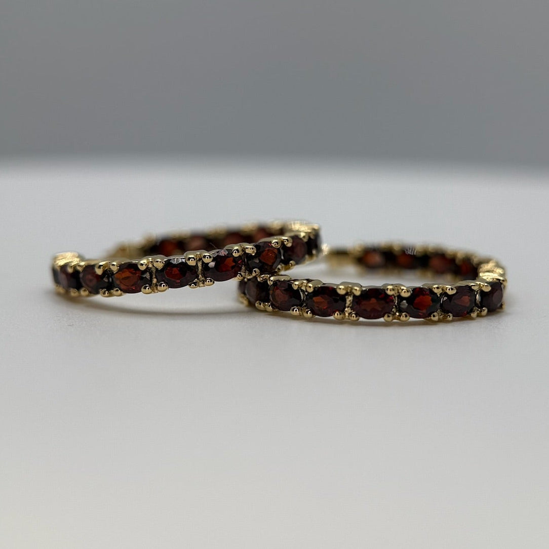 Garnet Hoop Earrings