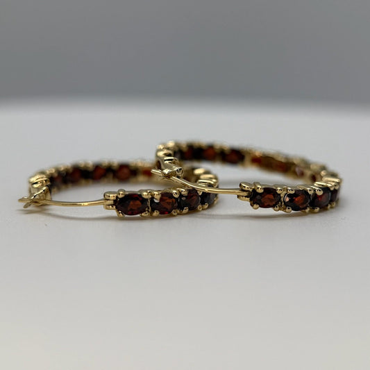 Garnet Hoop Earrings