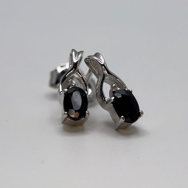 Black Sapphire and White Diamonds Earrings