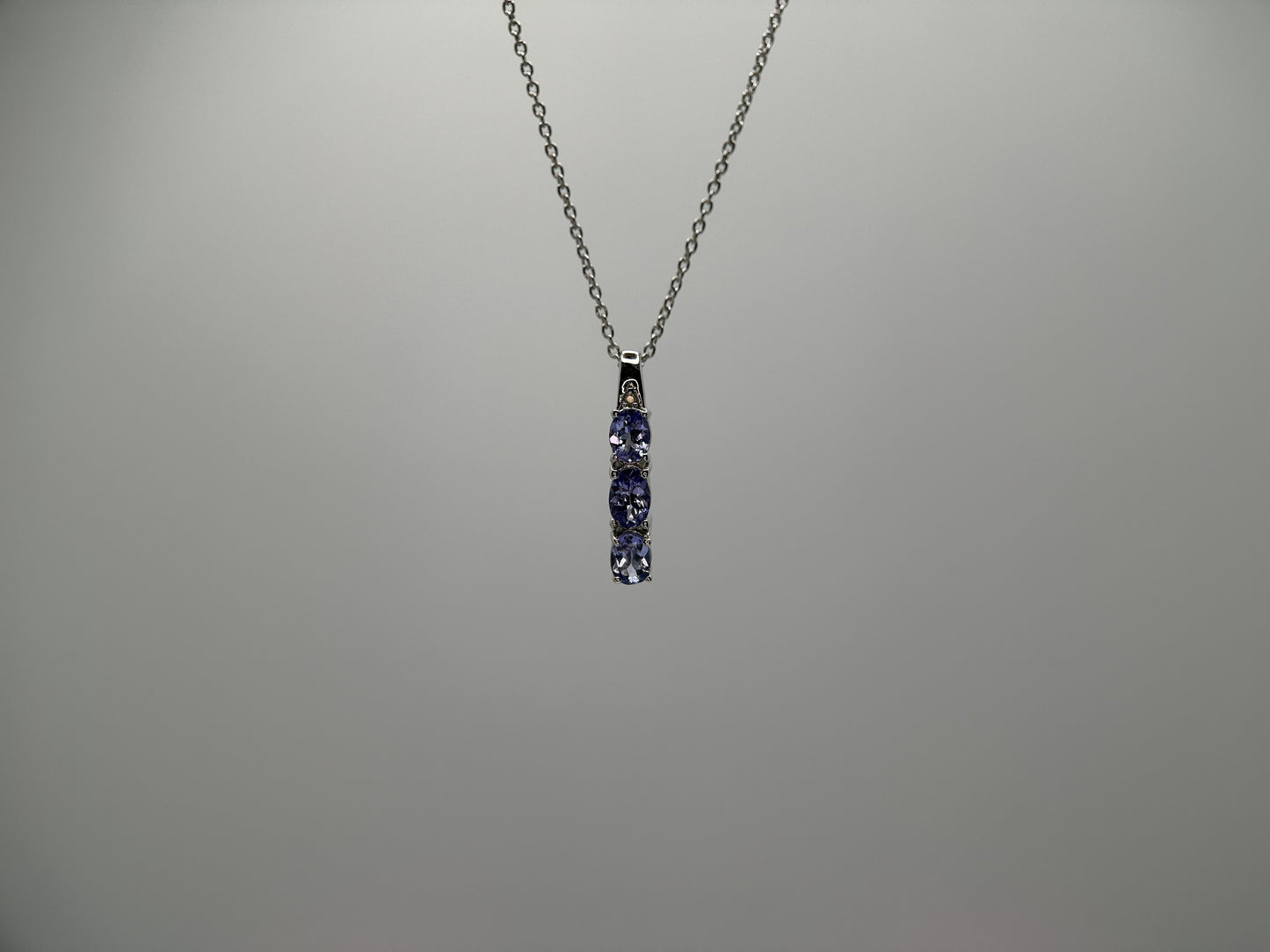 Tanzanite and Natural White Diamond Pendant with Chain