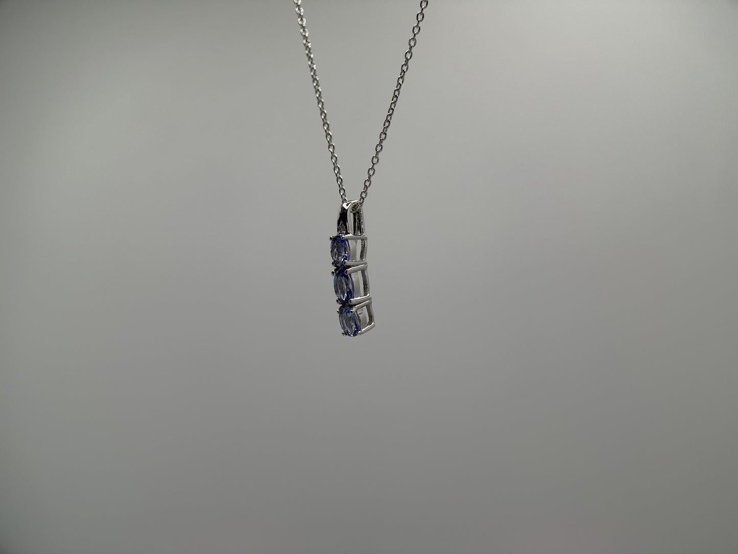 Tanzanite and Natural White Diamond Pendant with Chain