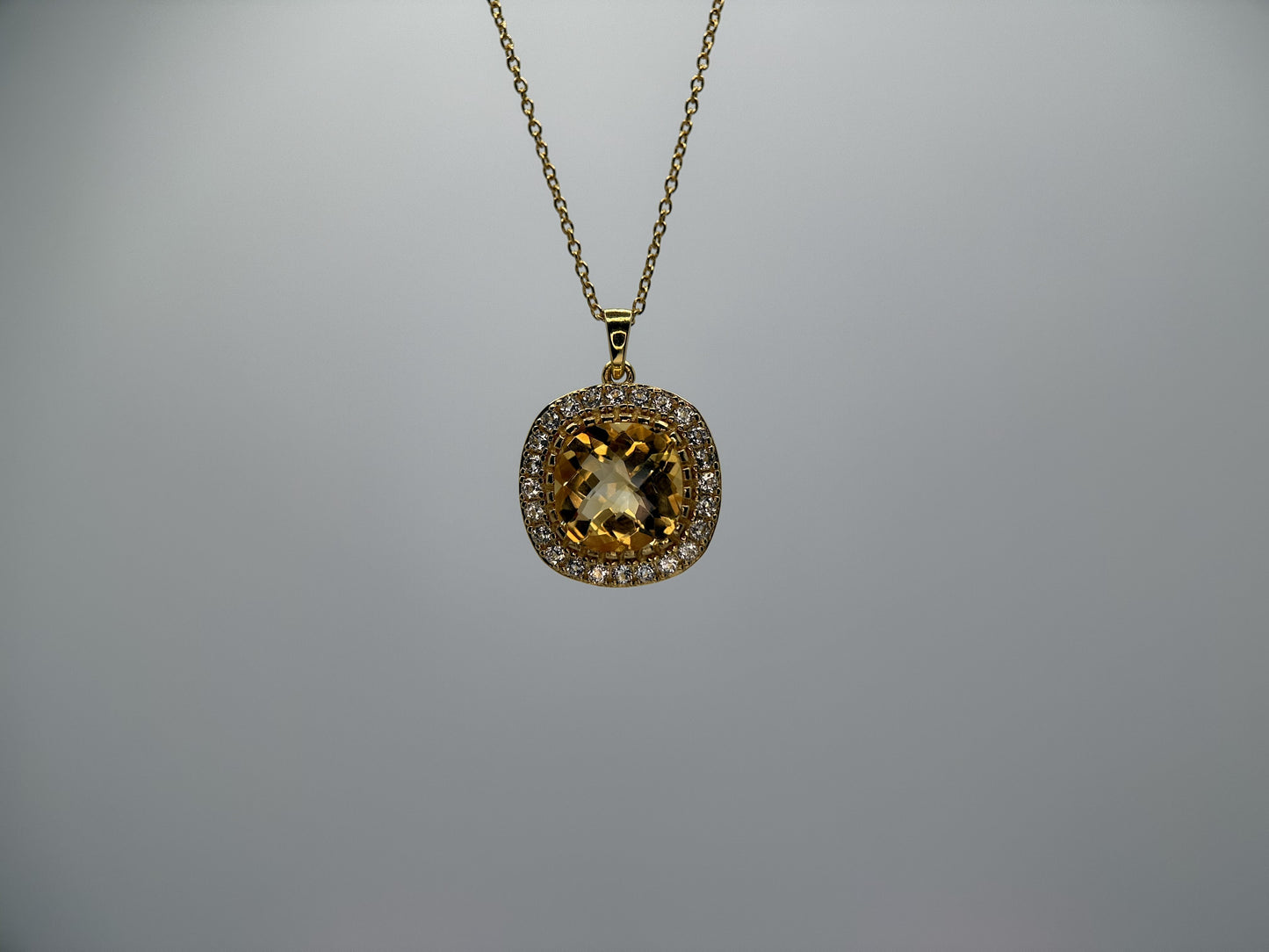 Citrine and White Topaz Pendant with Chain