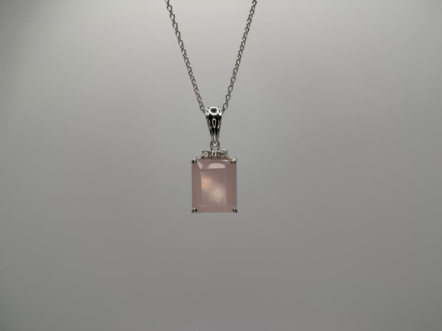 Rose Quartz and White Topaz Pendant with Chain