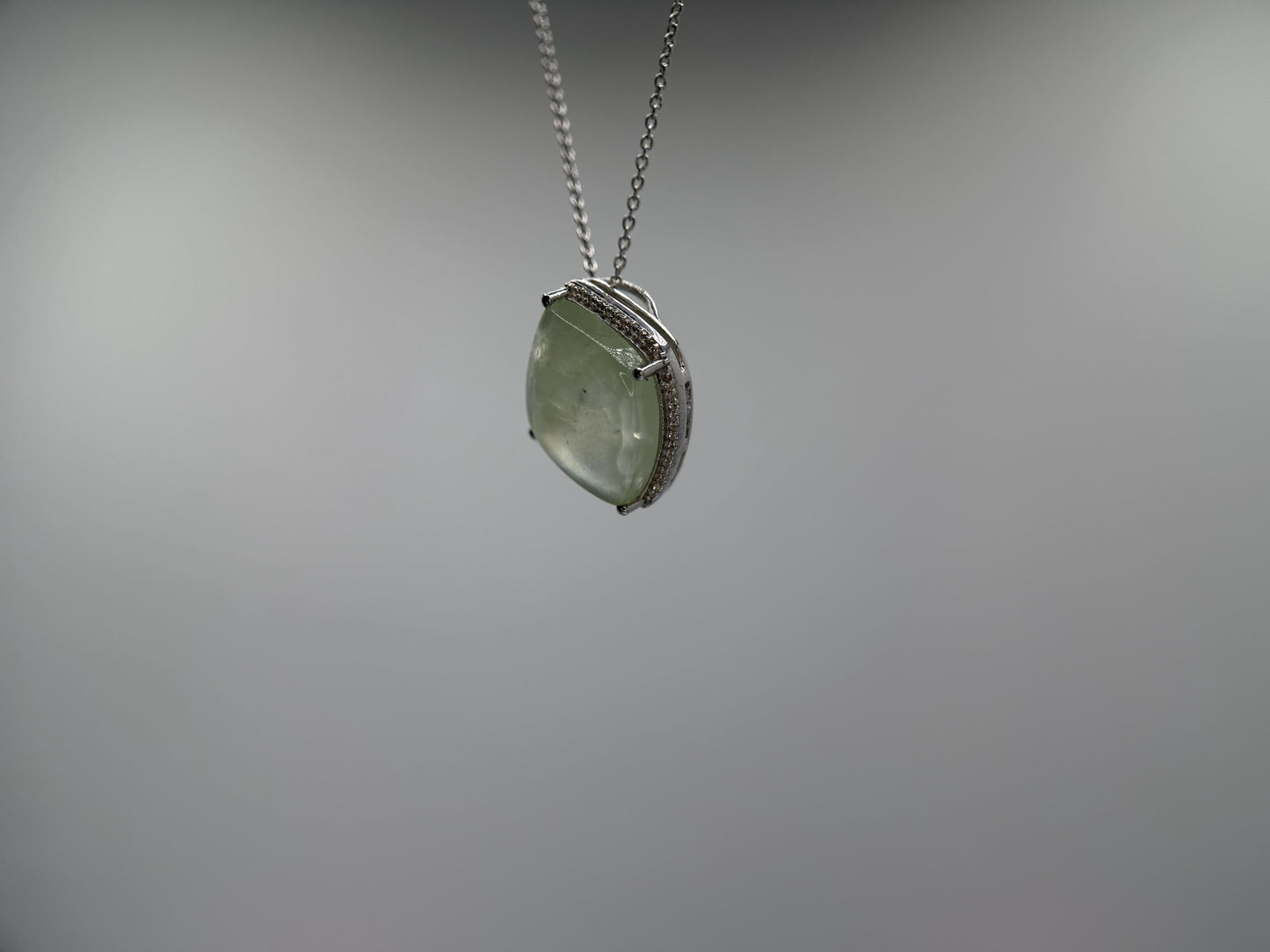 Prehenite Pendant with Chain