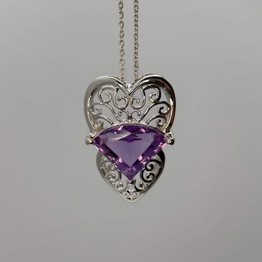 Stone Amethyst Pendant with Chain