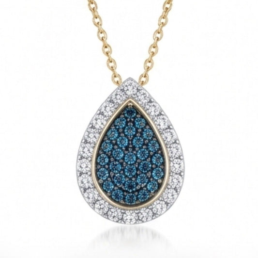 Natural Blue and White Diamond Pendant with Chain